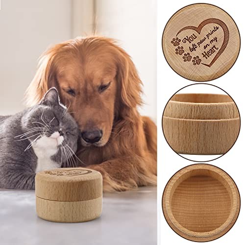 Dog Memorial Box for Loss Pet Wooden Keepsake Box with Pet Paw Engraving brown