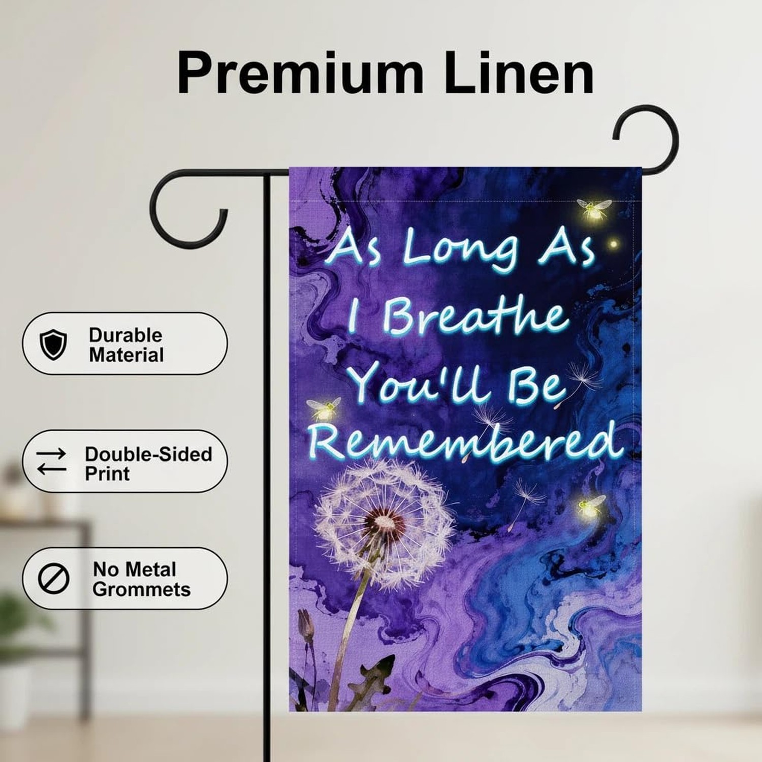 Memorial Garden Flag Double Sided, In Loving Memory Flag with Dandelion & Fir…