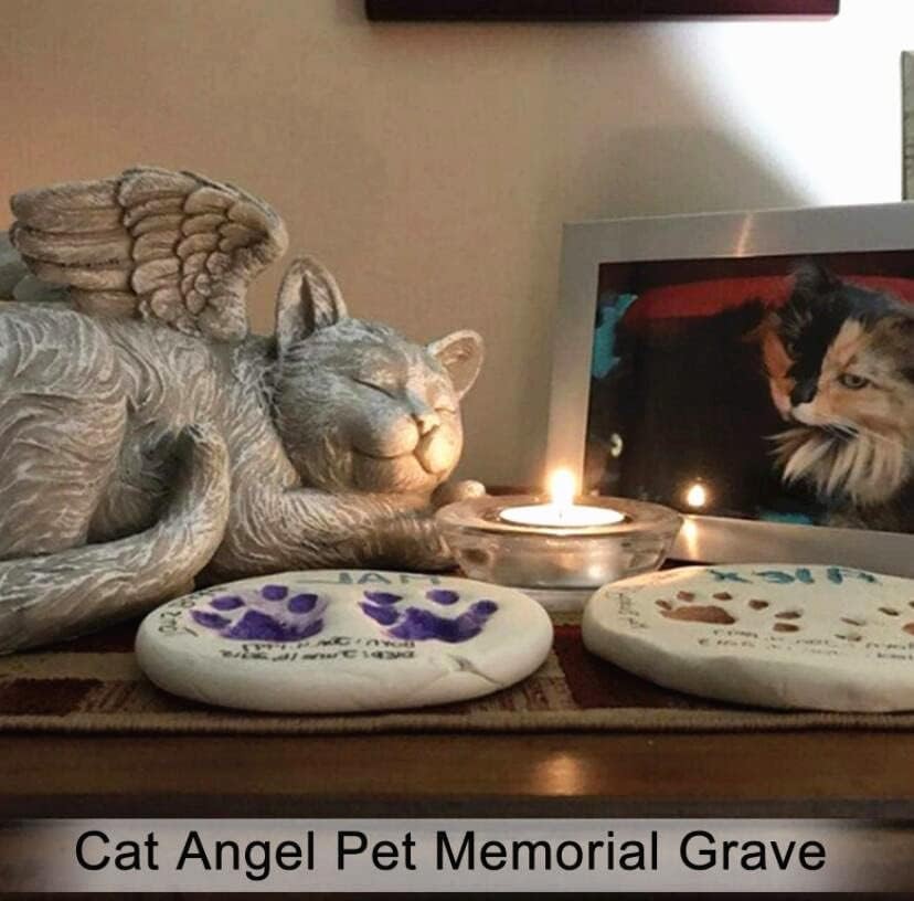 EatingBiting 4.7″ X2.5″ CAT Angel Pet Memorial Grave 12×6.0x5.5cm, Gray