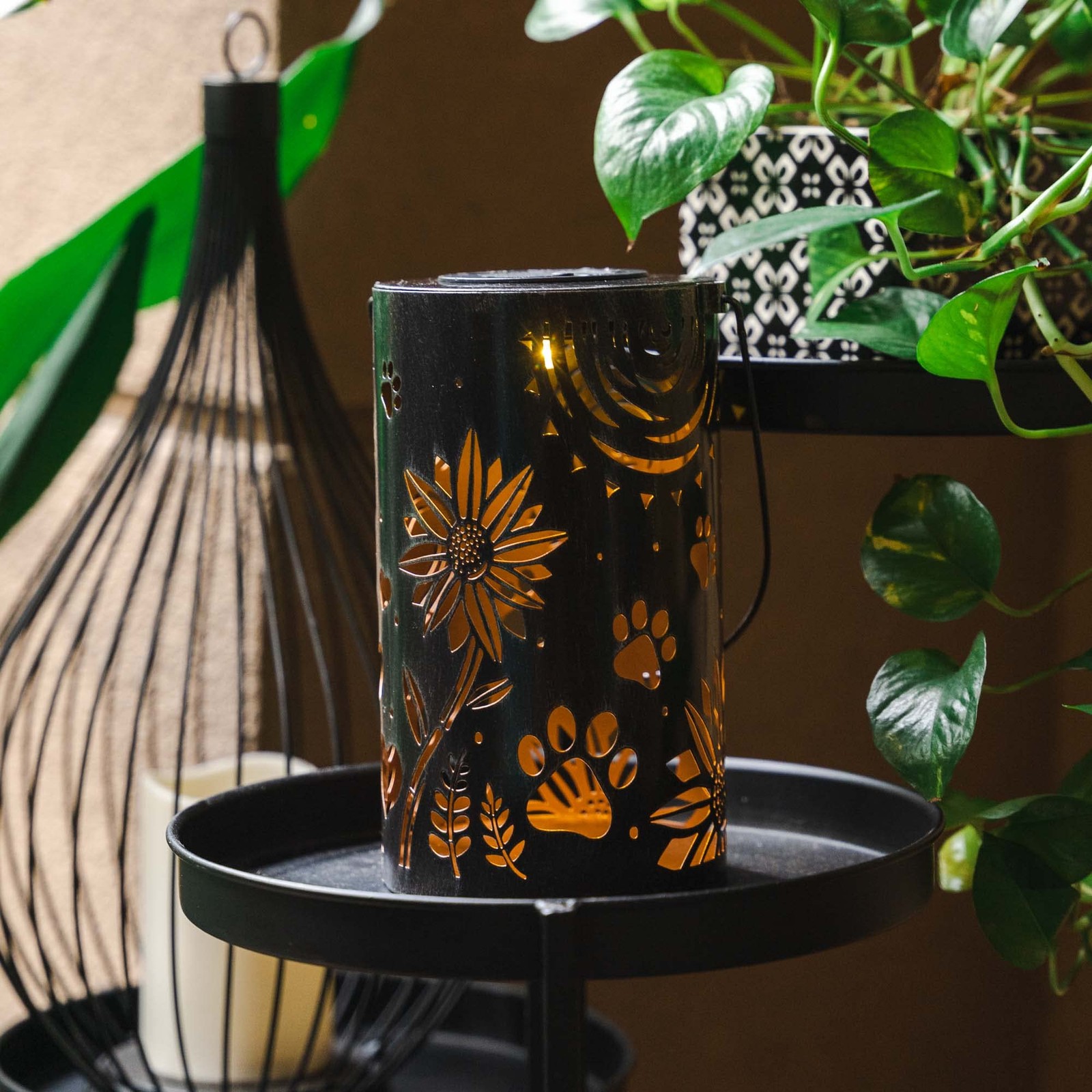 Pet Memorial Gifts – Artisan Shadow Solar Lantern ‘Sunflowers & Paws’ – This …
