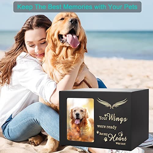 Large Wooden Pet Memorial Urn for Dog or Cat Ashes – Cremation Box with Photo Fr