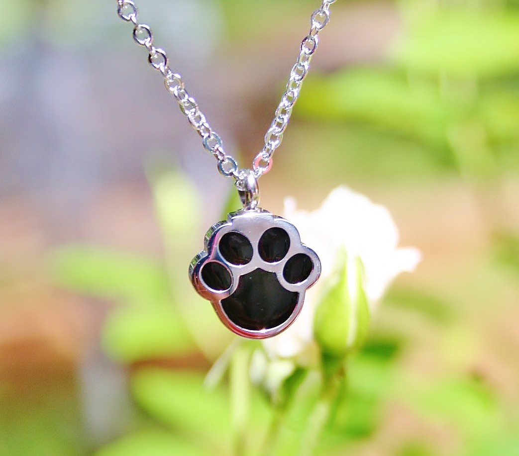 Pet Cremation Jewelry Necklace Pendant Urn Holds Ash Paw Print Dog Cat Memorial
