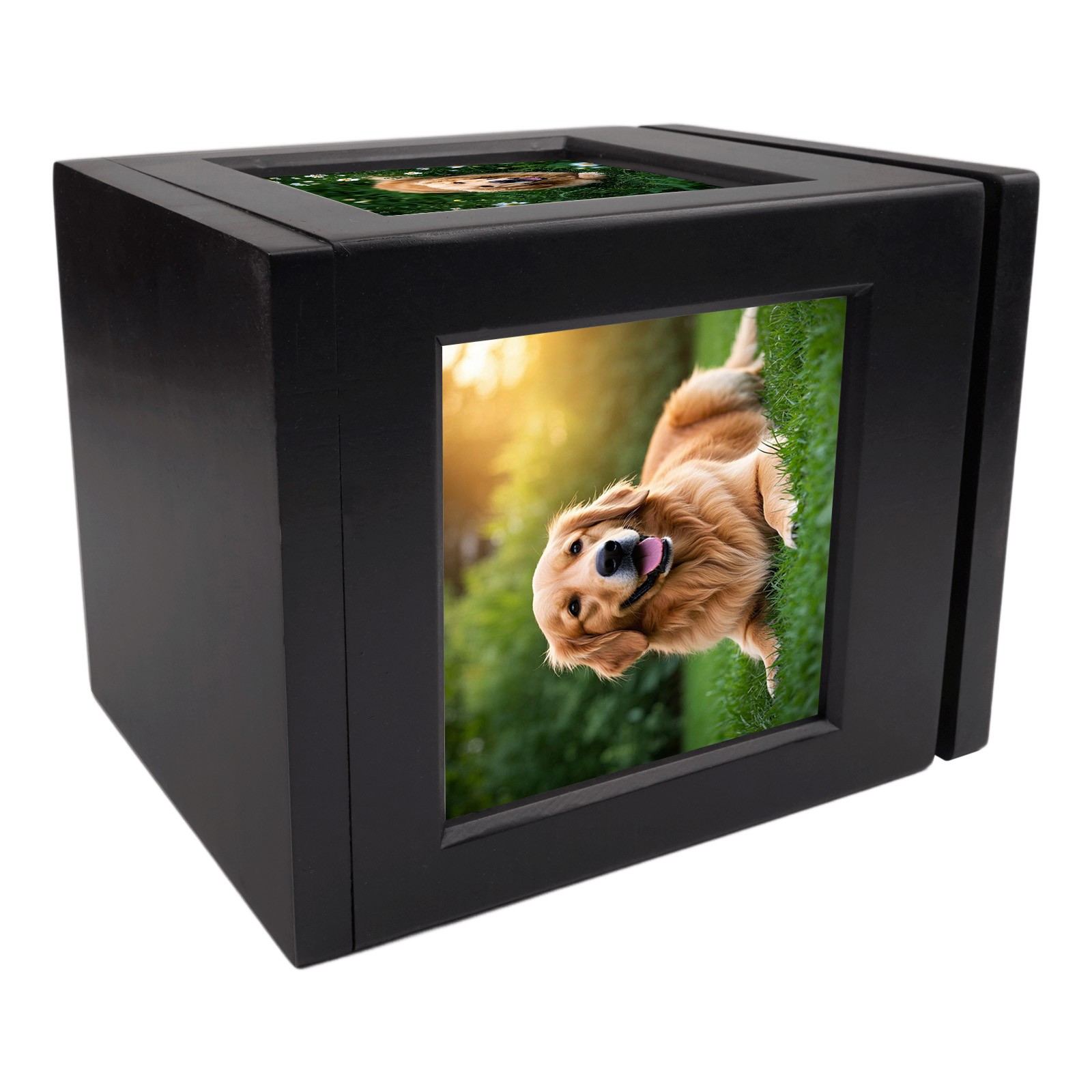 5.7*5.7in 360° Solid Wood Picture Frame Urn With Claw Print Kit For Dogs&Cats