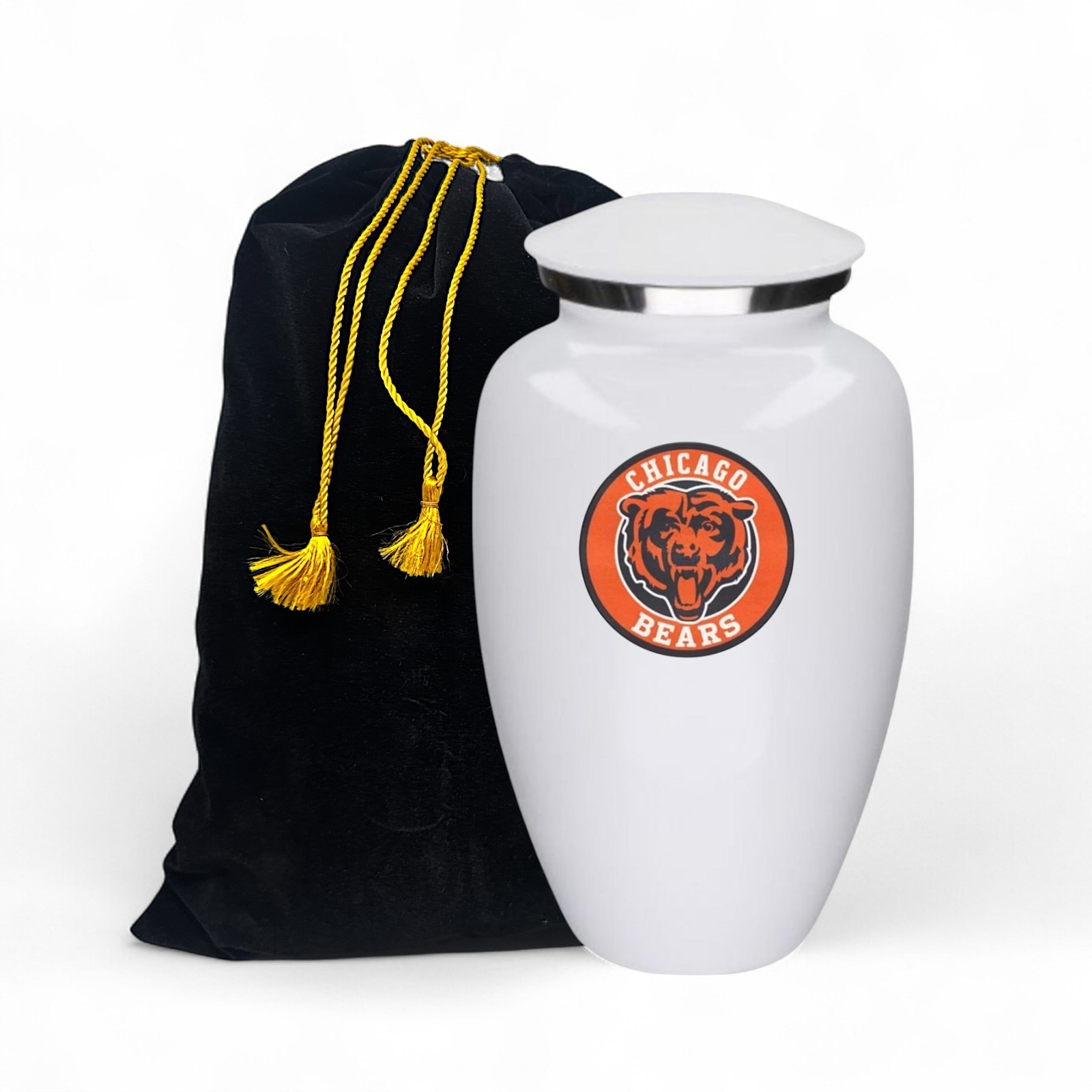 Chicago Football Theme Large Aluminum Cremation Urn Adult Human Ashes w/Bag