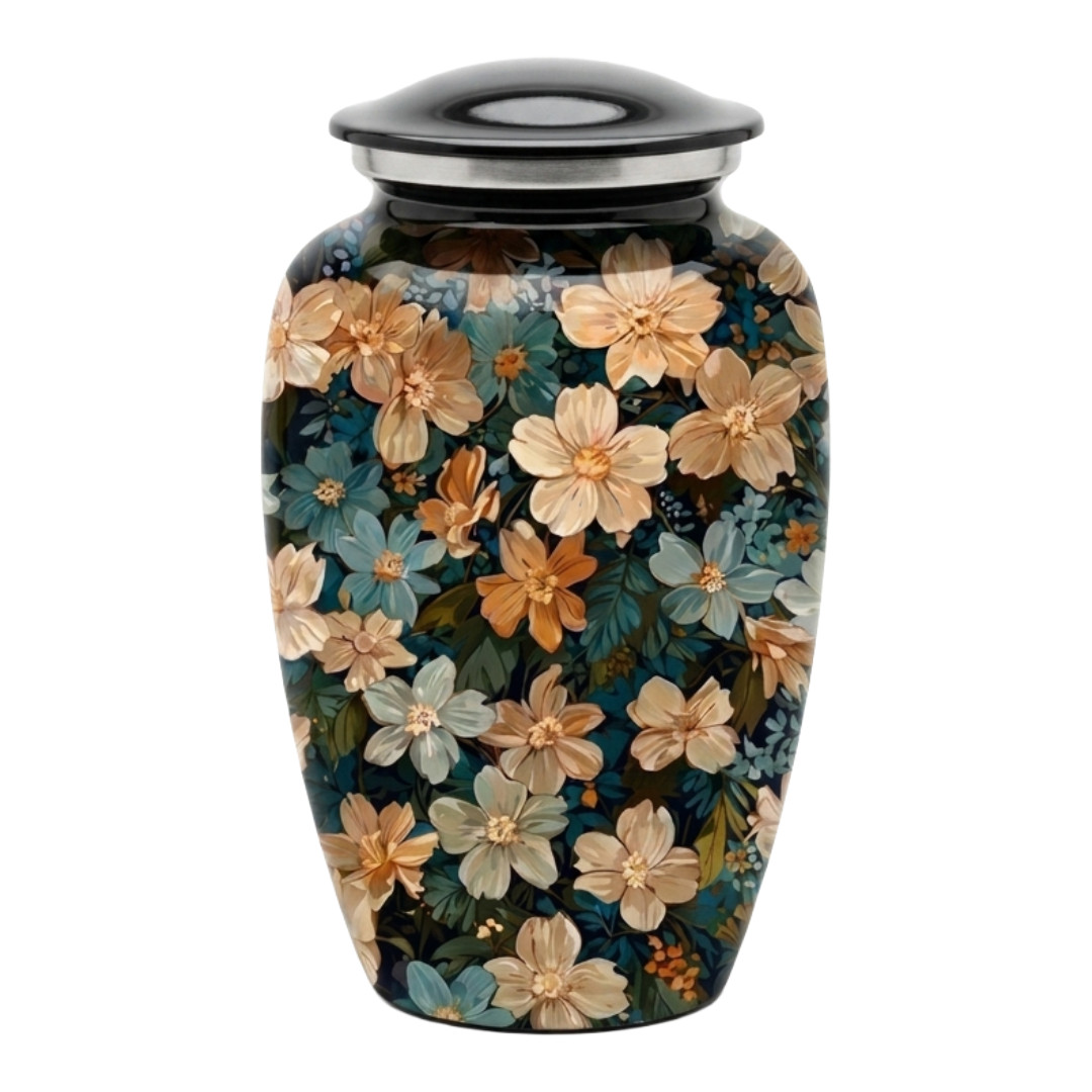 Large Adult Urn for Ashes Floral Design 190 Cu In Memorial Cremation Urn w/Bag