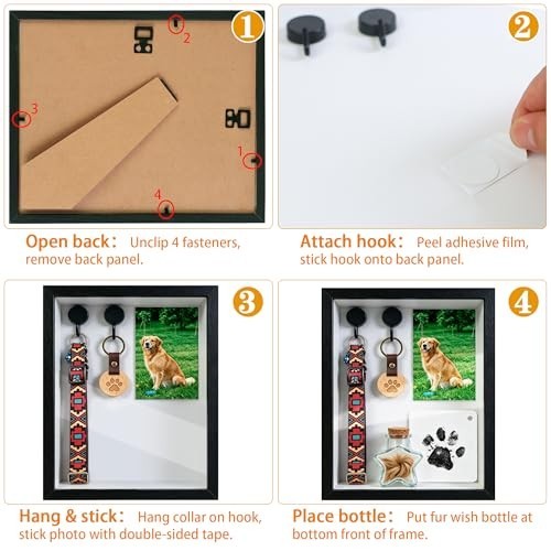 Pet Memorial Shadow Box with Paw Print Kit, Dog Cat Memory Keepsake Box