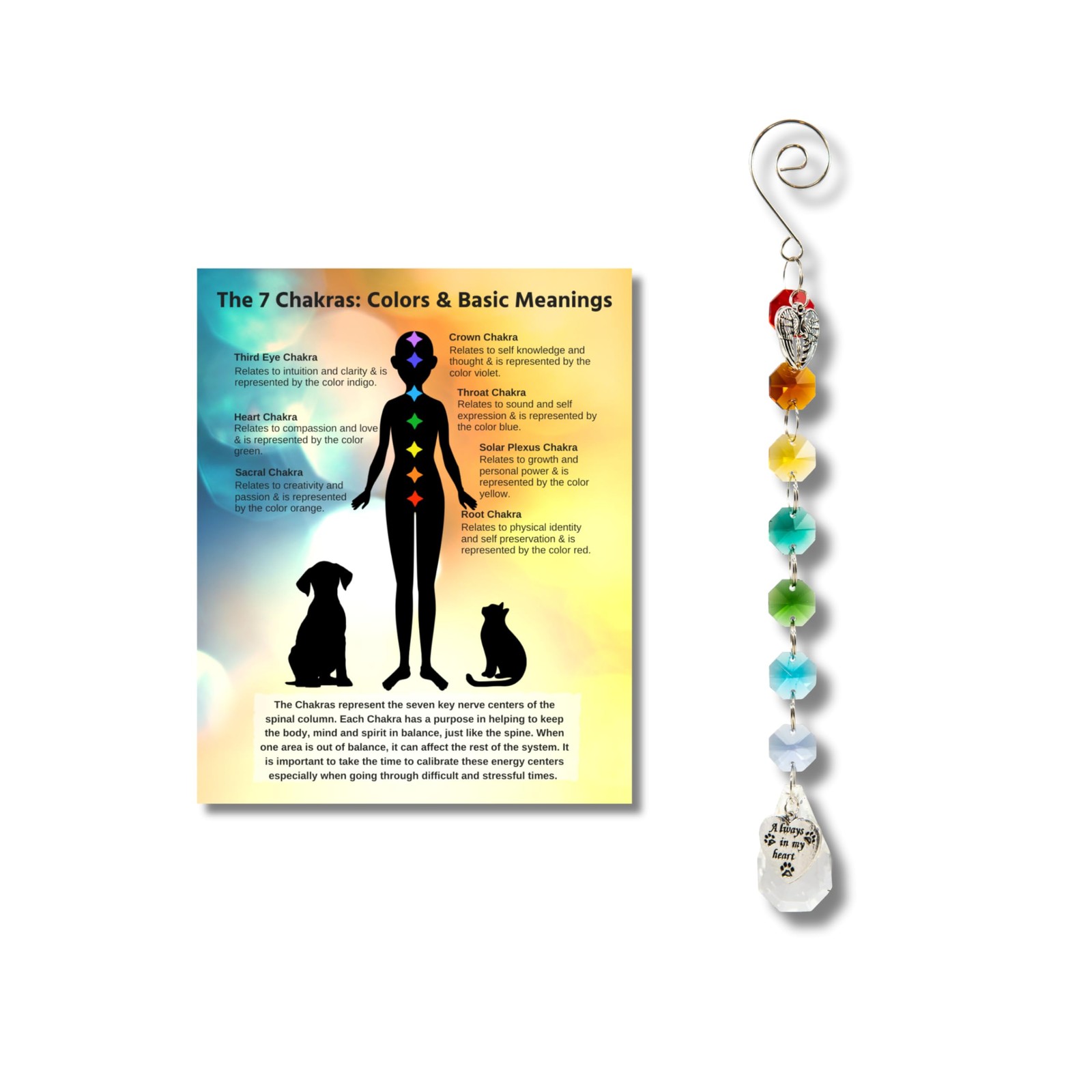 Pet Perennials Pet Memorial Suncatcher – Crystal Rainbow Prism with Angel Wings