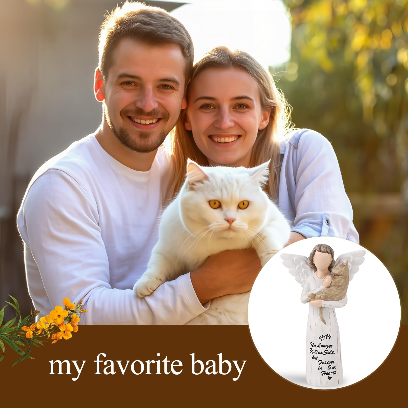 Cat Memorial Gifts, Gifts for Loss of Cat, Light Brown Angel