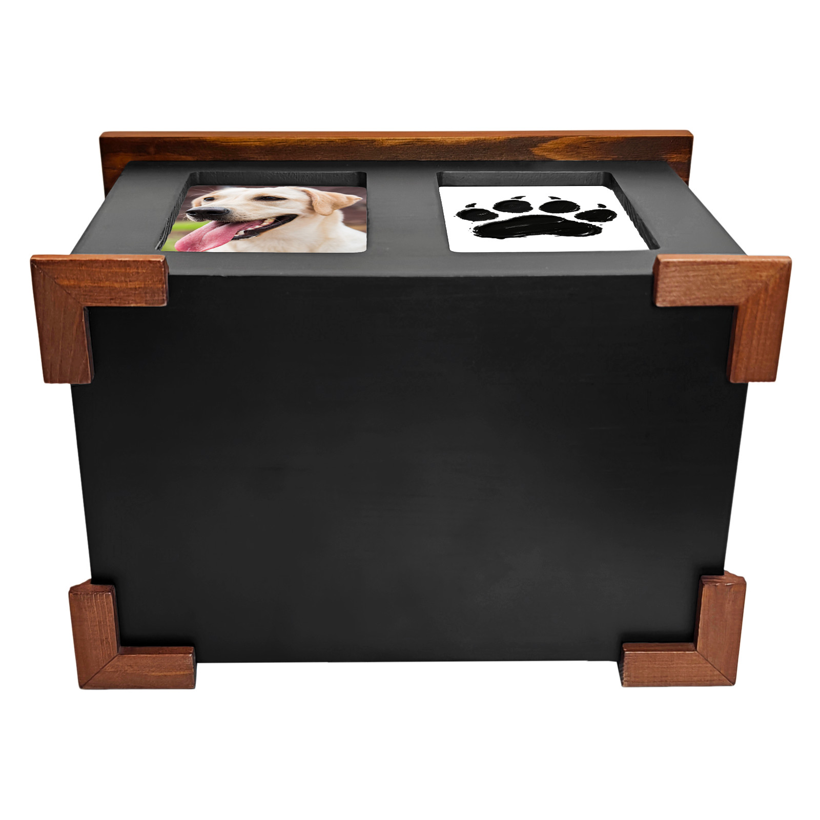 Pet Memorial Boxs Large Wooden with Paw Print Impression Kit & Album Photo Frame