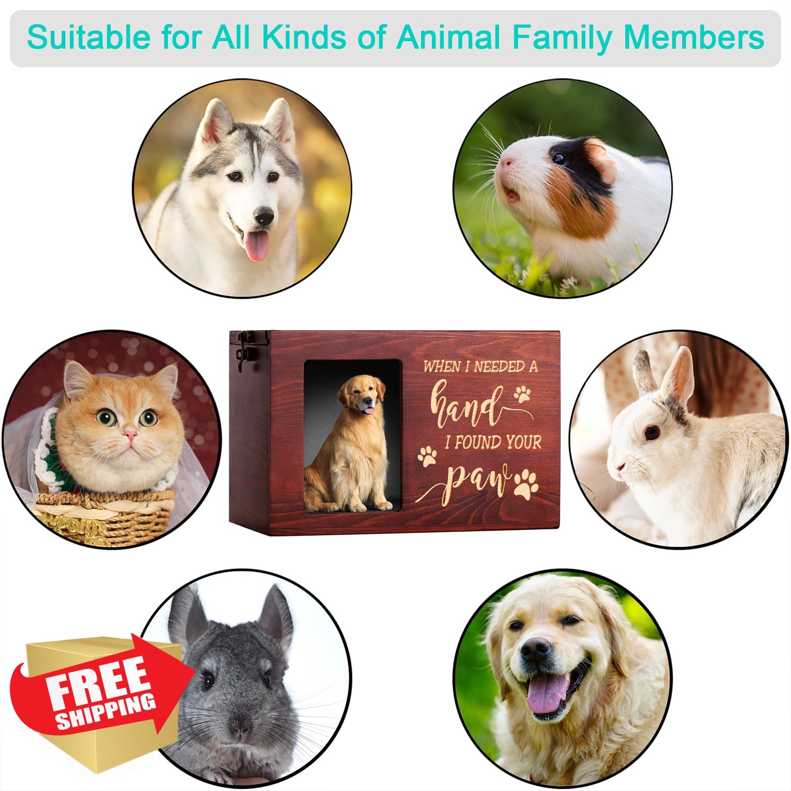 DGDCDV Pet Urn Large Wooden Hands Photo Frame