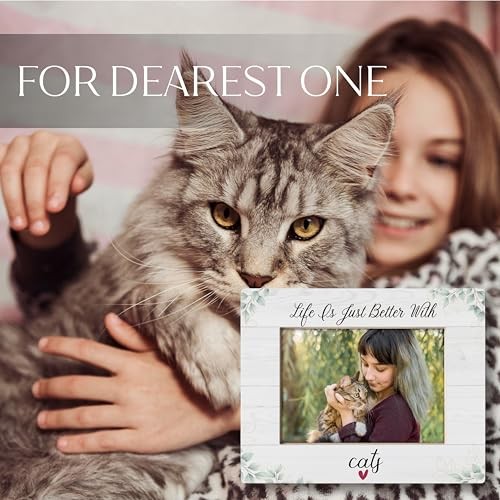 Cat Picture Frame 5×7, Cat Mom Lady Lovers Owner Gifts, Pet Lover Gifts, Life