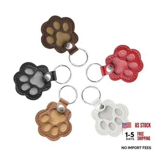 5PCS Pet Paw Car Keychain, Pet Hair Memorial Key Holder for Collecting Dog &