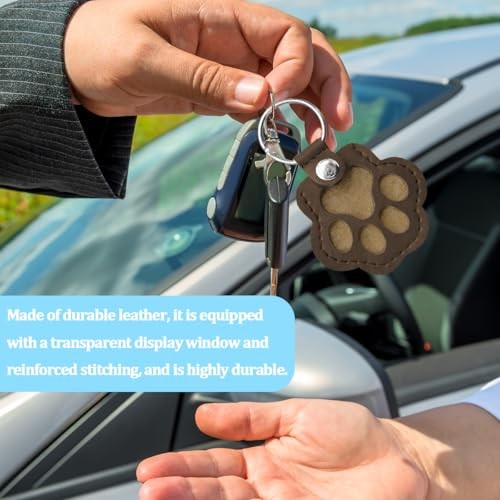5PCS Pet Paw Car Keychain, Pet Hair Memorial Key Holder for Collecting Dog &
