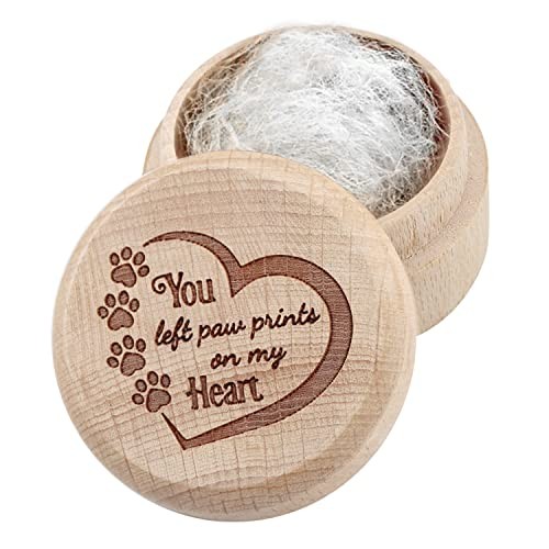 Dog Memorial Box for Loss Pet Wooden Keepsake Box with Pet Paw Engraving brown