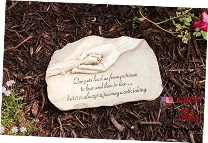 Dog Paw in Hand Devotion Painted Polystone Stepping Stone – 12”W x 0.5”D x