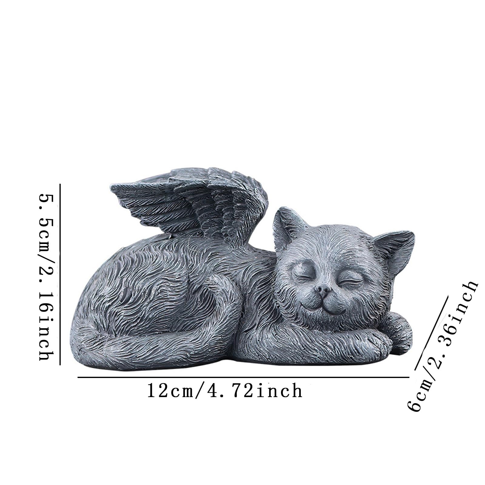 MRTDGCFY Sleeping Cat Memorial Statue – Resin Angel Wing 4.7inch, Silvery