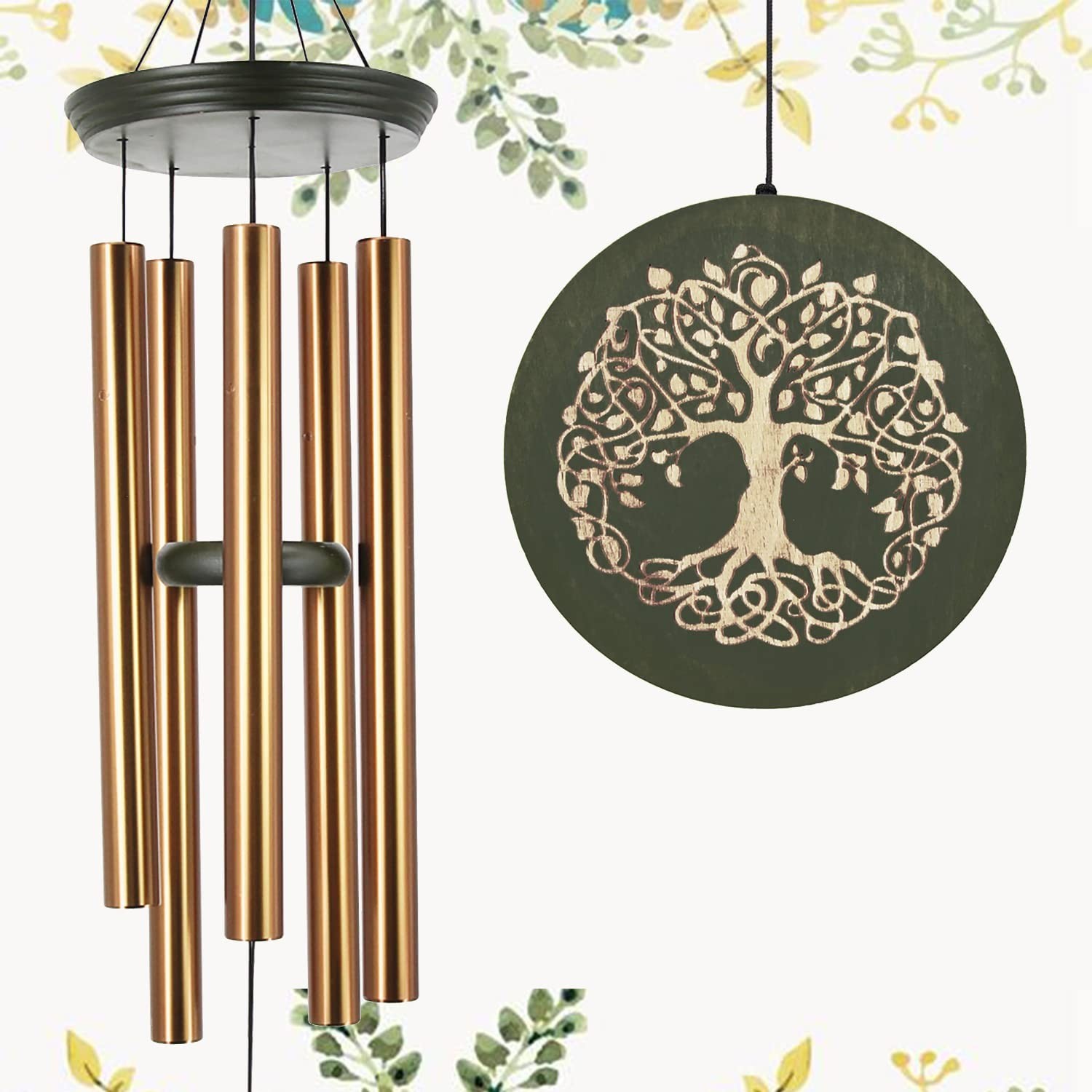 36″ Memorial Tree of Life Windchime for Outside, Large Deep Tone Tuned Bamboo…