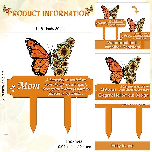 Butterfly Memorial Grave Stakes, Mom Cemetery Decorations for Grave, Sunflower