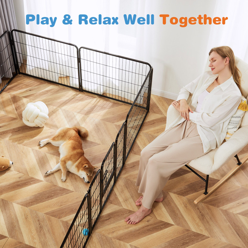 Dog Playpen Indoor Fence Height Metal Exercise Pen With Door Small Puppy Medium