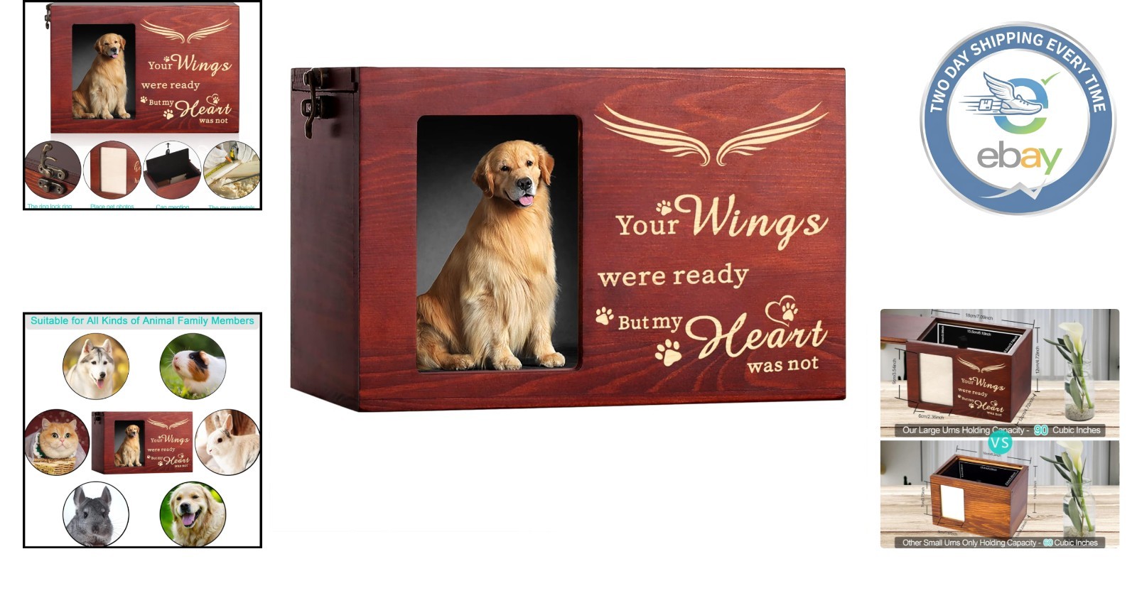 Elegant Large Pet Memorial Urn for Dog or Cat Ashes – Personalized Keepsake Box