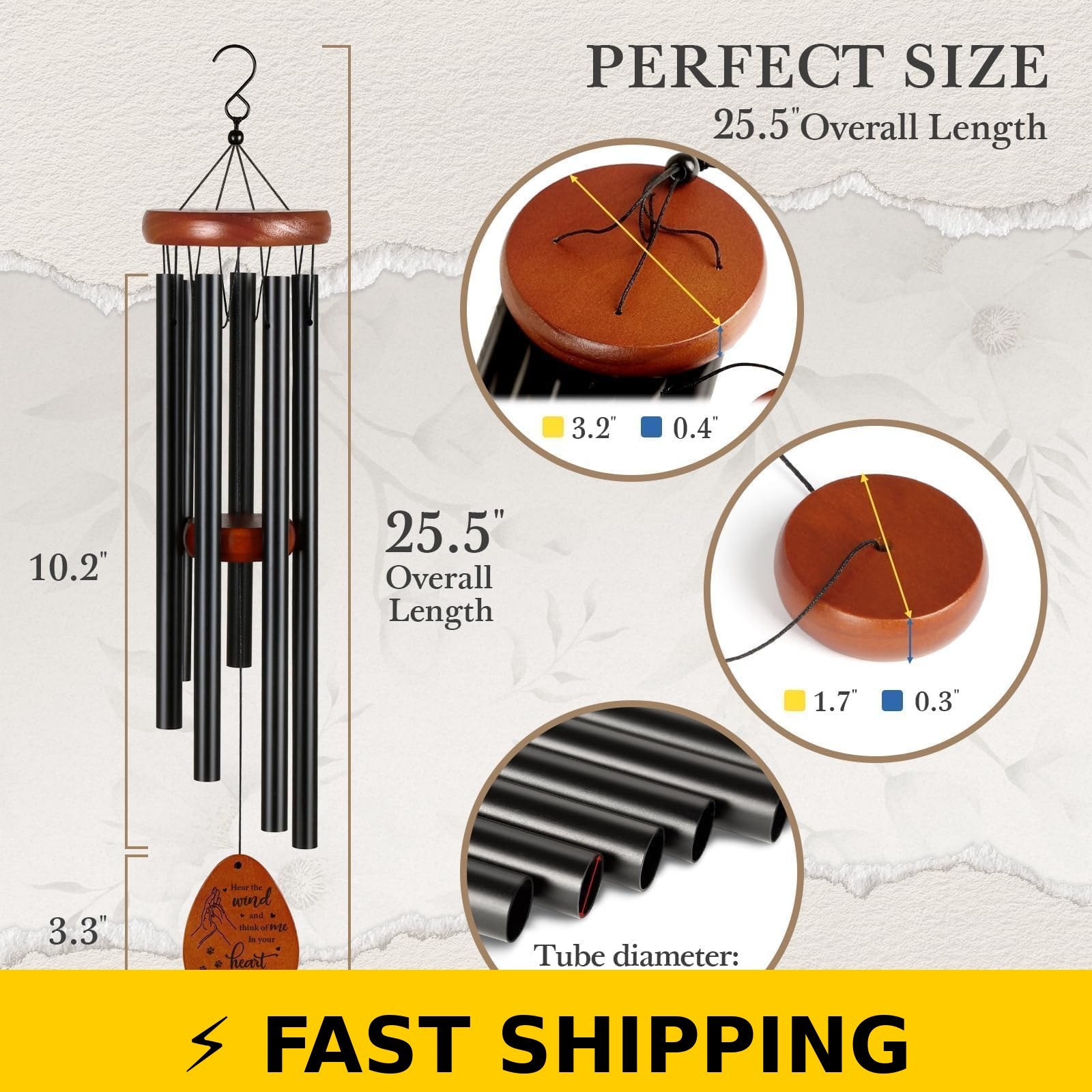 SteadStyle Pet Memorial Wind Chime – 25.5 in Sympathy Gift