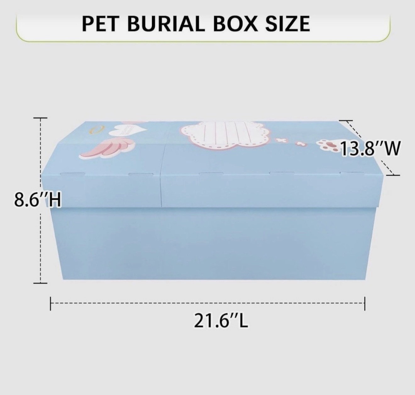 Pet Burial Box Coffin Dog Cat Memorial Keepsake Box w/ Message Area 21.6” NEW