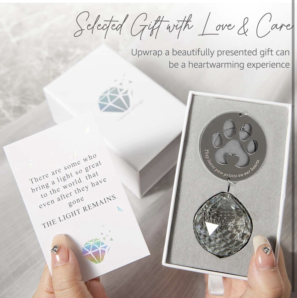 Dog Memorial Gifts, Unique Loss of Pet Sympathy Idea, Clear Crystal Ball Rainbow
