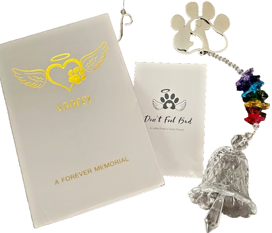 PET REMEMBRANCE MEMORIAL CRYSTAL BELL SUNCATCHER for your loved dog or cat – NIB
