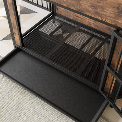 Dog Crate Furniture, Wooden Dog Crate Table, 38.9 Dog Kennel With 2 Sliding Door