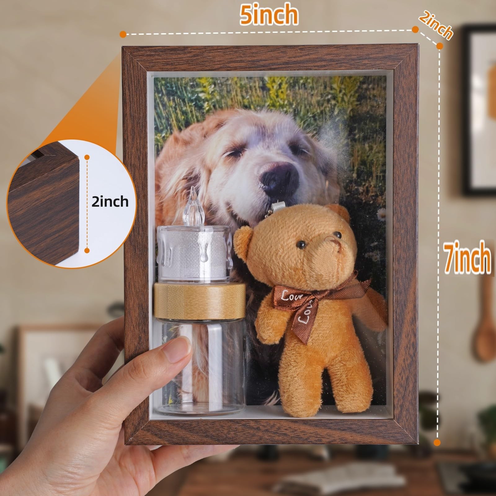 Sognotoy Wooden Dog Memorial Picture Frame 7×5 Sympathy Gift