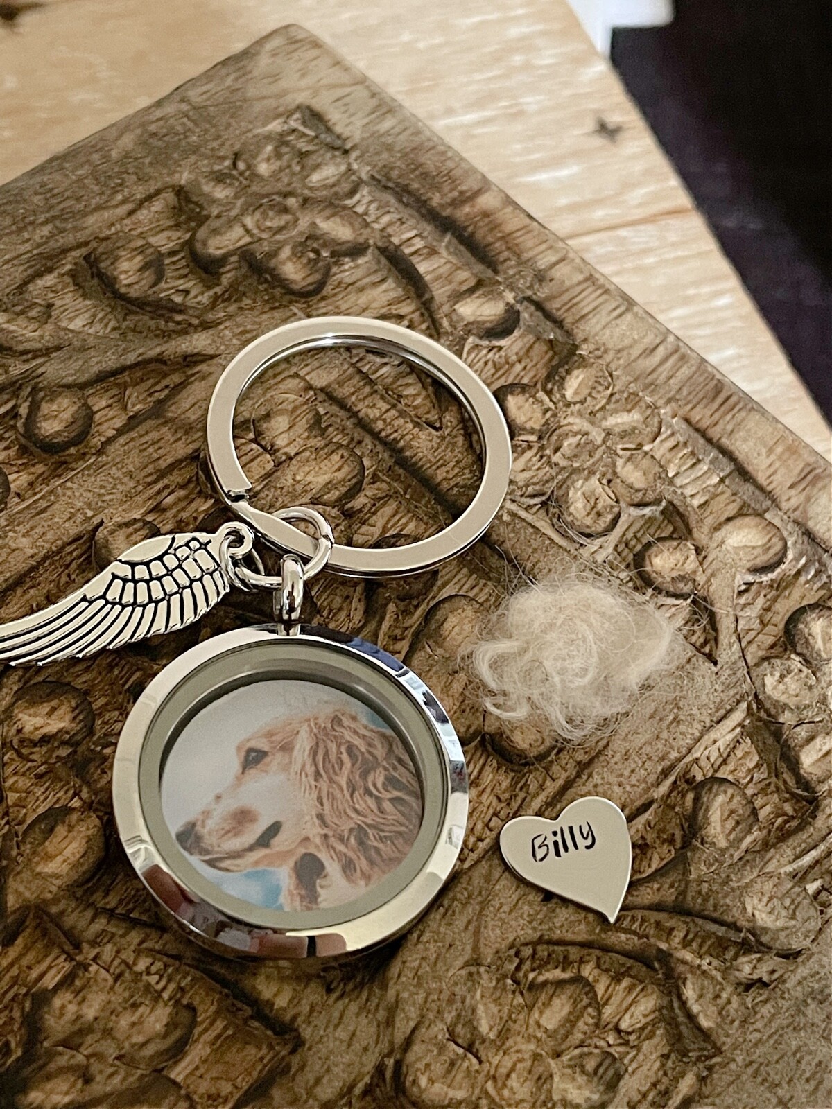 Pet Memorial Keyring, Pet Hair Keepsake, Memorial Jewelry, Pet Fur Keychain