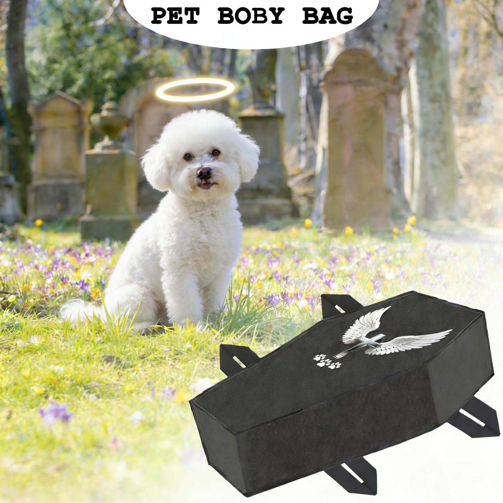 Black Pet Casket Burial Body Bag For Small Dogs Cats Under 20 lbs Cremation