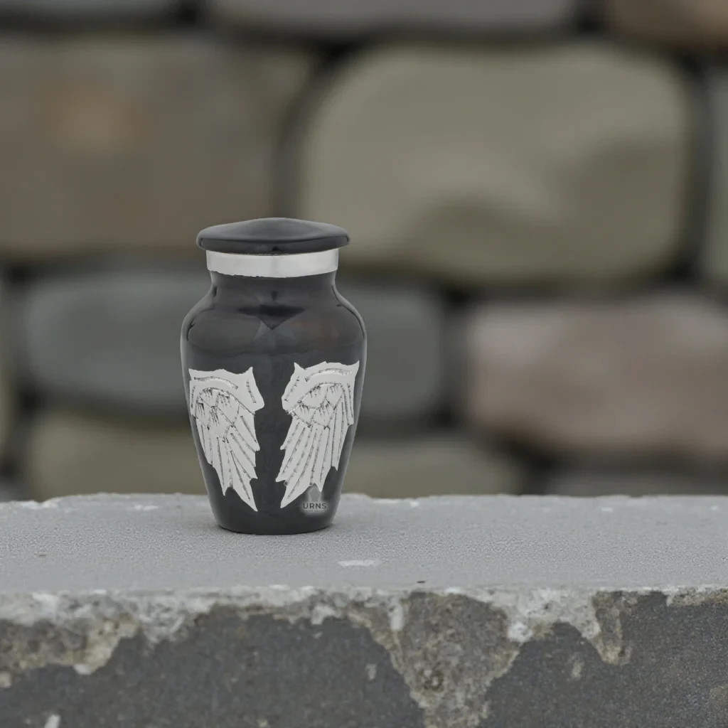 Midnight Wings Angel Keepsake Urn – Small Memorial Urn for Ashes
