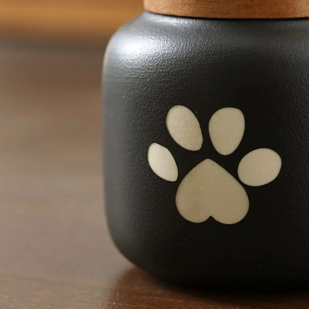 Cute Ceramic Pet Urn Memorial Ashes Box with Lid Moisture Proof