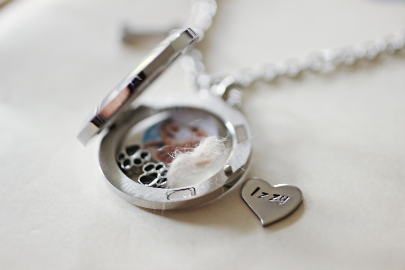 Dog Loss Keepsake for Fur or Ashes, Pet Hair Memorial Locket, Dog Hair Memorial