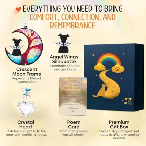 Pet Memorial Crystal Suncatcher – Dog Angel Rainbow Bridge Sympathy Gift, Bereav