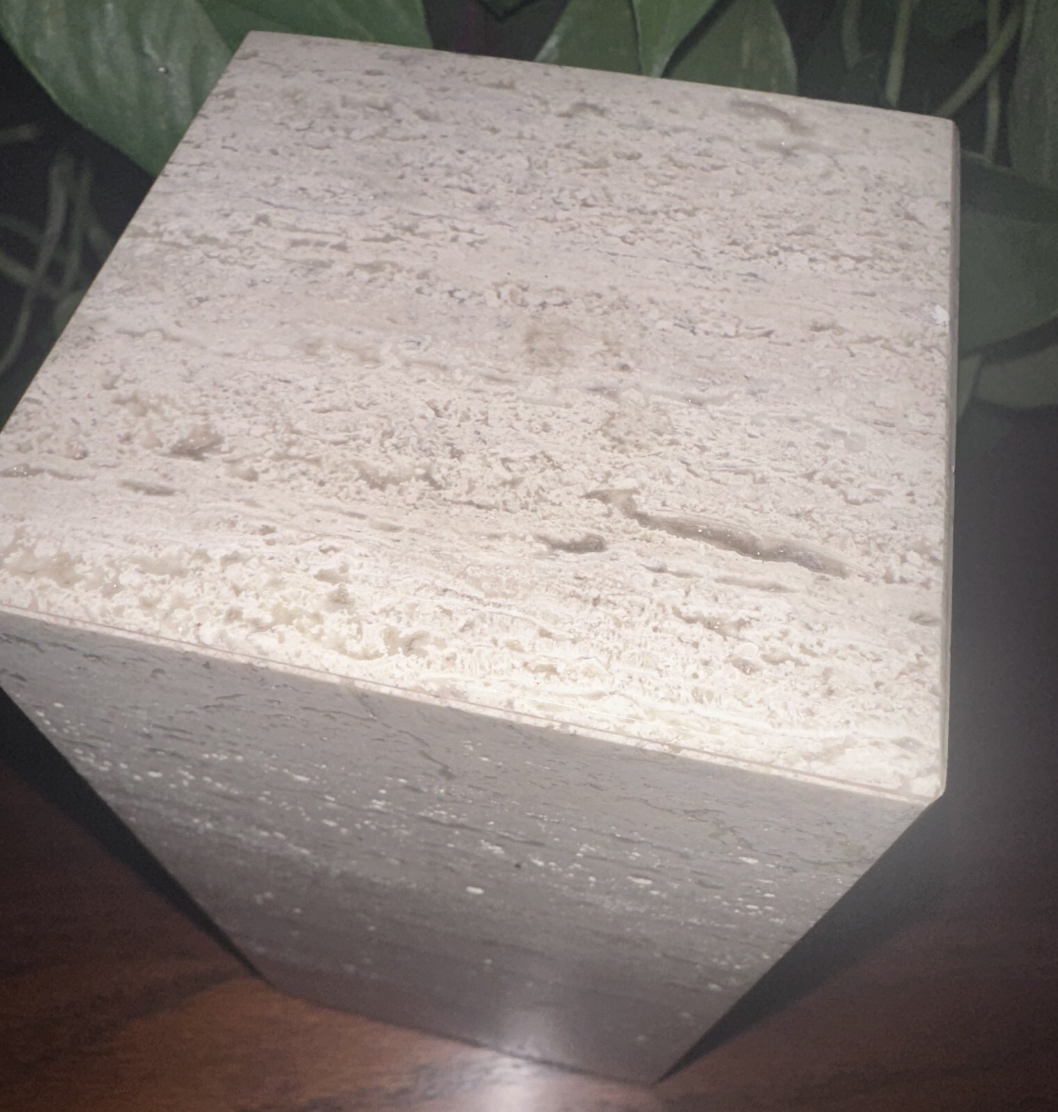 Natural light travertine marble rectangle pet urn memorial dog cremains handmade