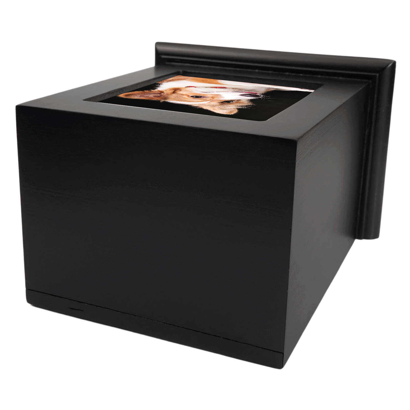 Black Wooden Memorial Urn Dogs & Cats with Storage Bag and Photo Frame