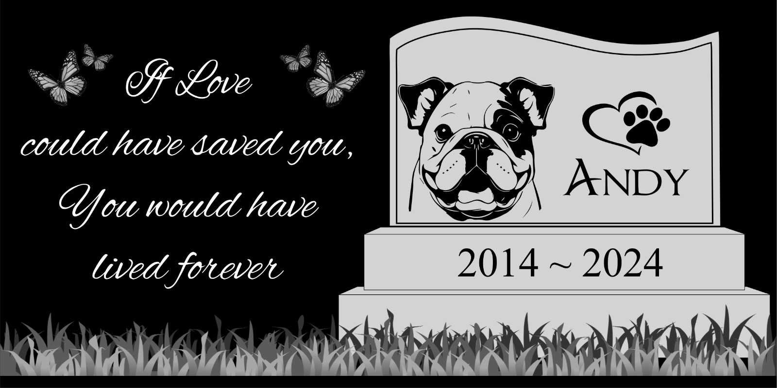 Pet memorial Engraved Marker, headstone Granite gravestone Australian Shepherd