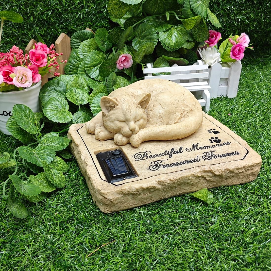 Solar Light Cat Memorial Stone Cat Grave Markers Cat Headstone Cat Memorial P…
