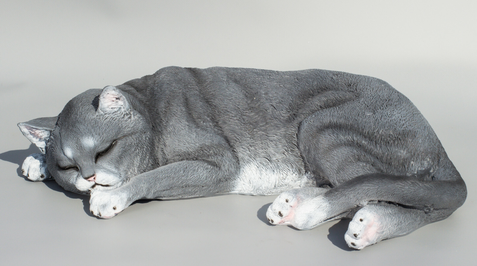 Sleeping Cat Sculpture Large Pet Memorial Grave Statue Gray Garden Decor Animals
