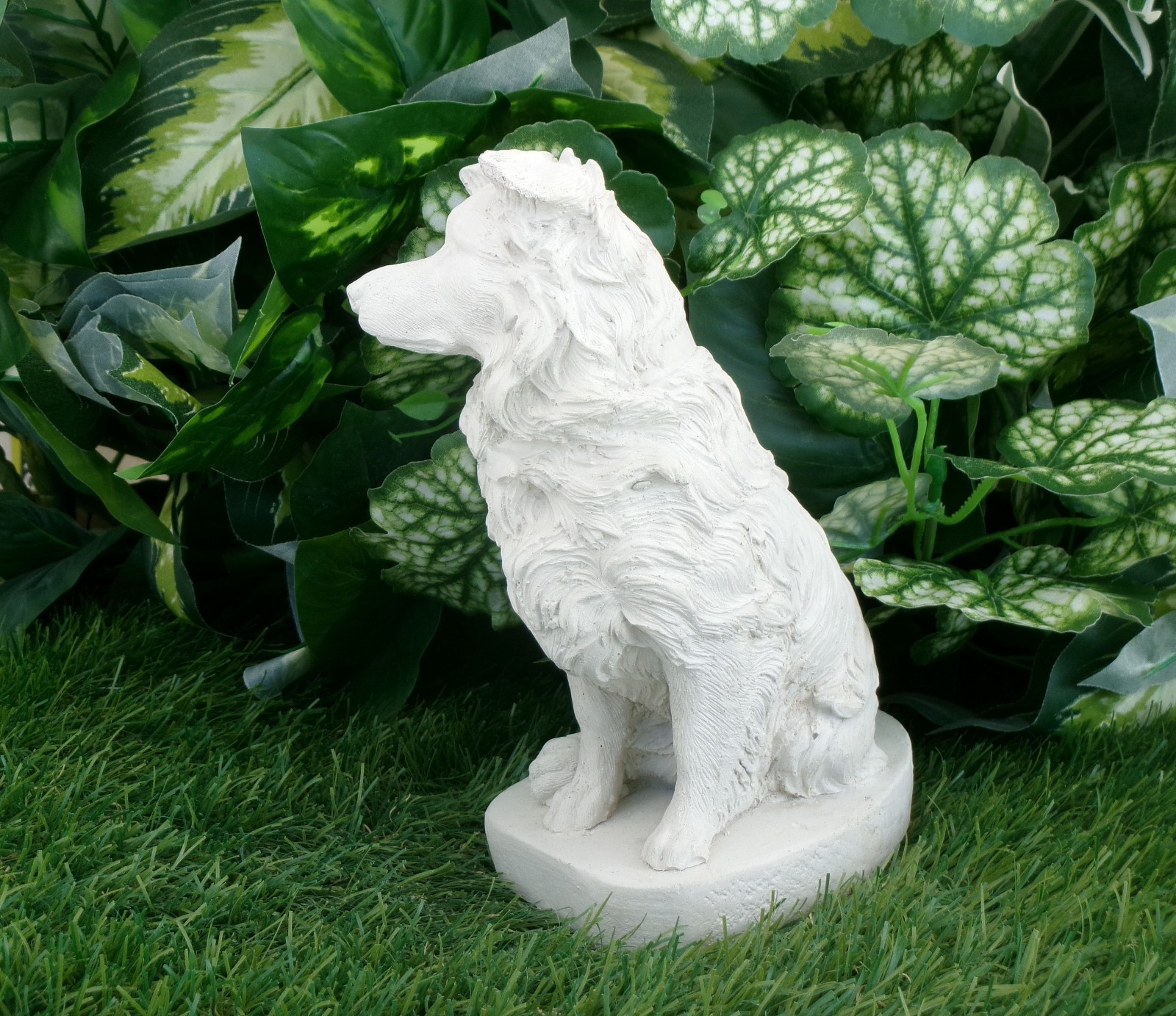 Border Collie Concrete Memorial Statue Dog Grave Decor Pet Loss Garden Keepsake