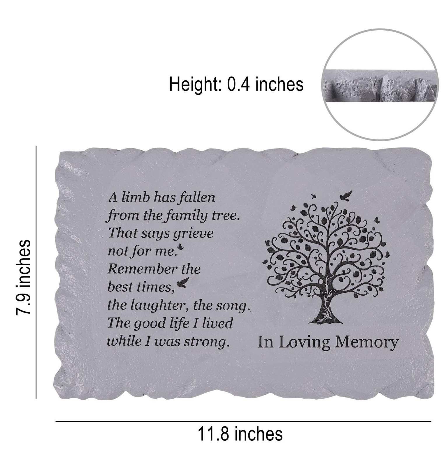 11.8 inches Long Tree of Life Song Polyresin Memorial Garden Stone, Memorial …