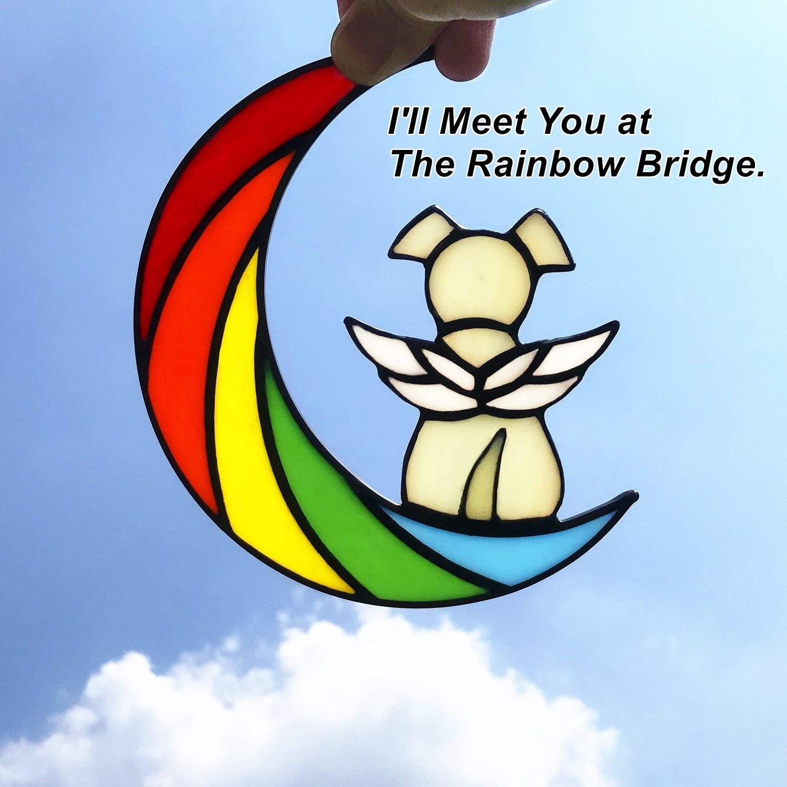 Stained Glass Rainbow Bridge Dog Memorial Gifts for Loss of Dog Sympathy Reme…