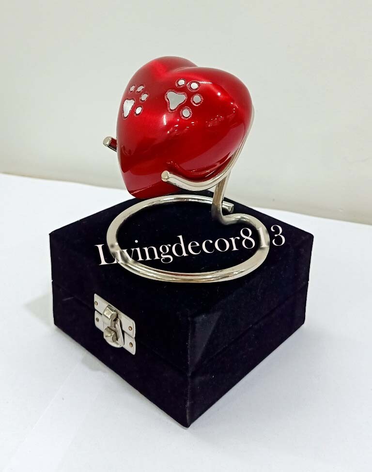 Red Footprint Small pet Marks Urns for Human Ashes – Mini Urns Human Ashes Heart