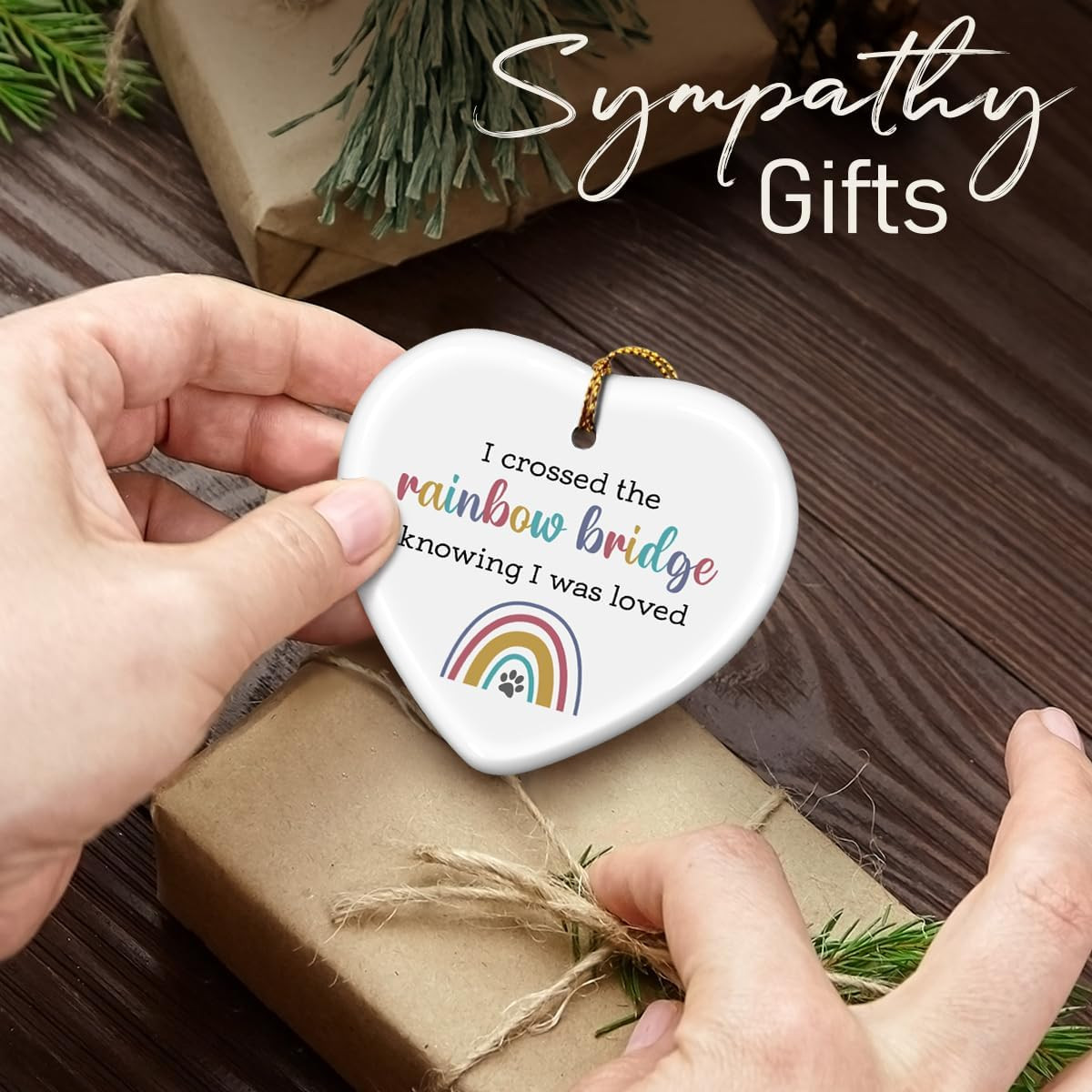 Rainbow Bridge Pet Memorial Ornaments, Cat/Dog Memorial Gifts for Loss of Dog –