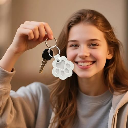 5PCS Pet Paw Car Keychain, Pet Hair Memorial Key Holder for Collecting Dog &