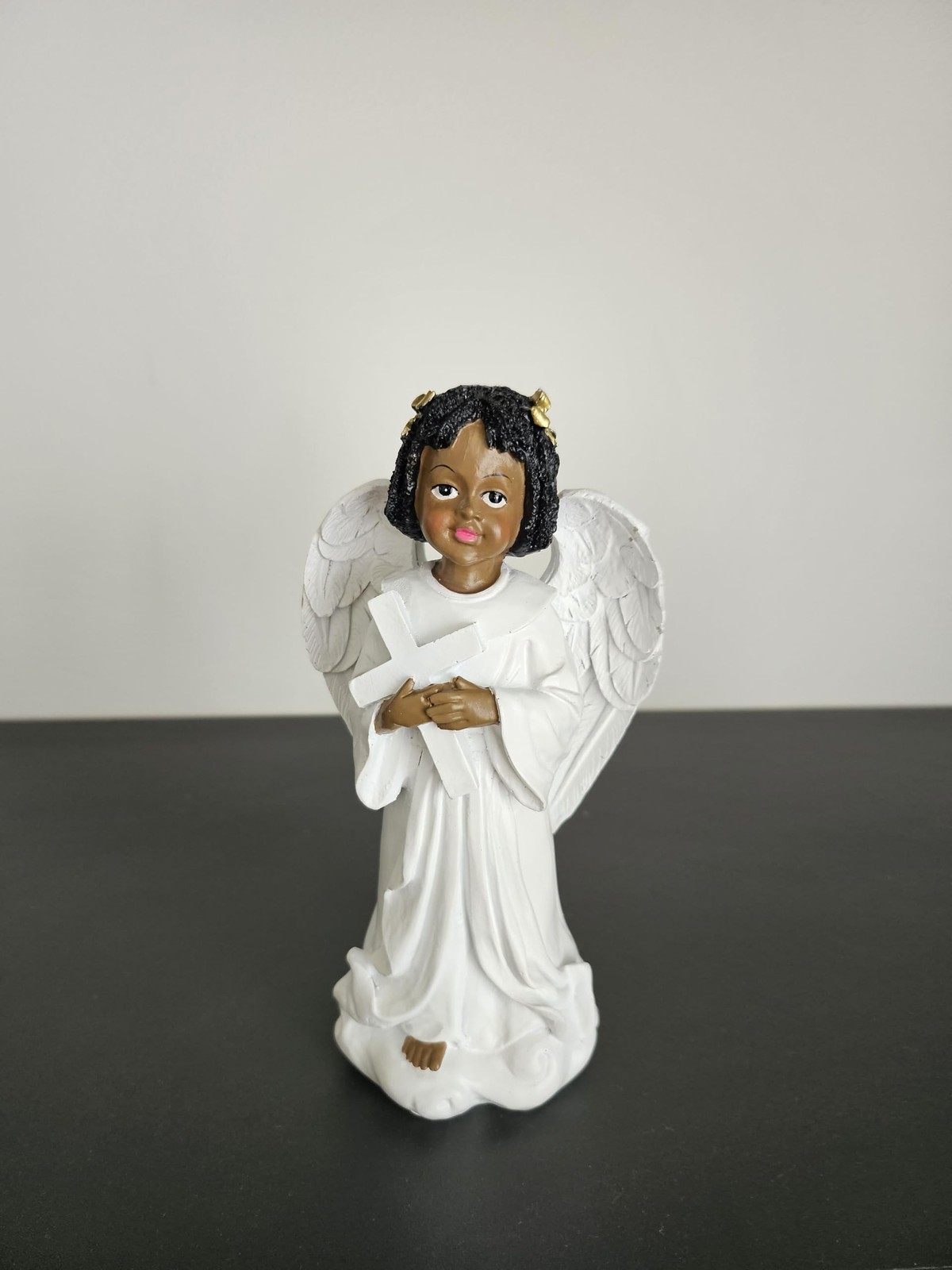 6.5 Inch African American Angel Figurine – Hand-Painted Guardian Angel Statue…