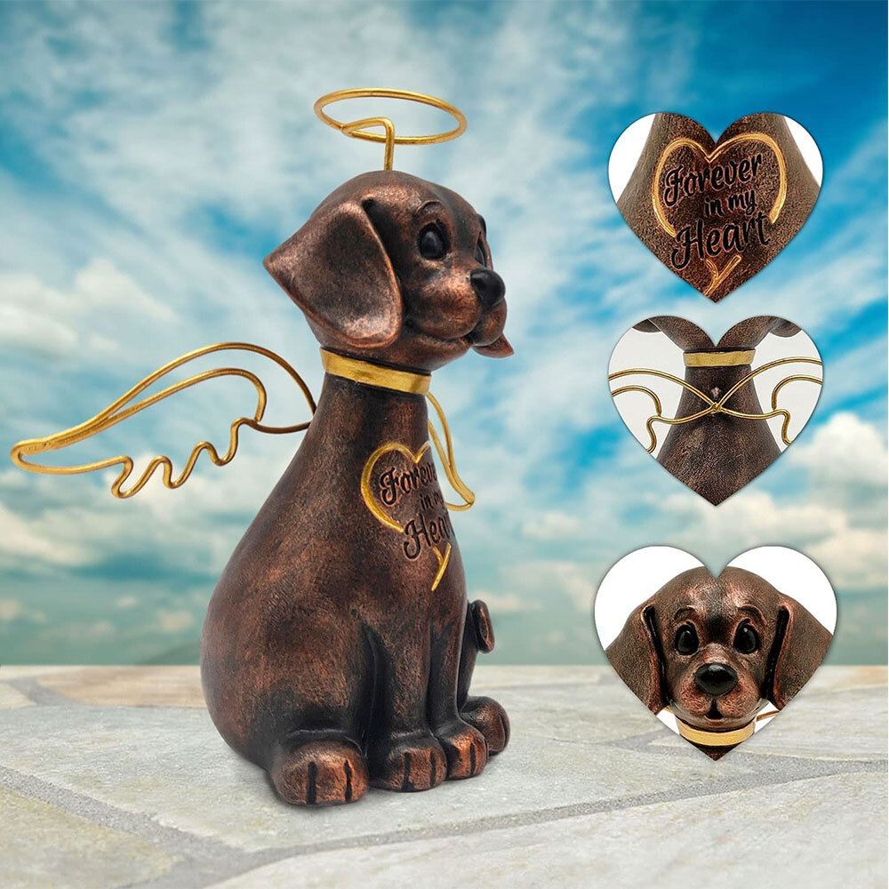 “Forever in my Heart” Pet Dog Cat Memorial Polyresin Statue With Angel Wing Gift