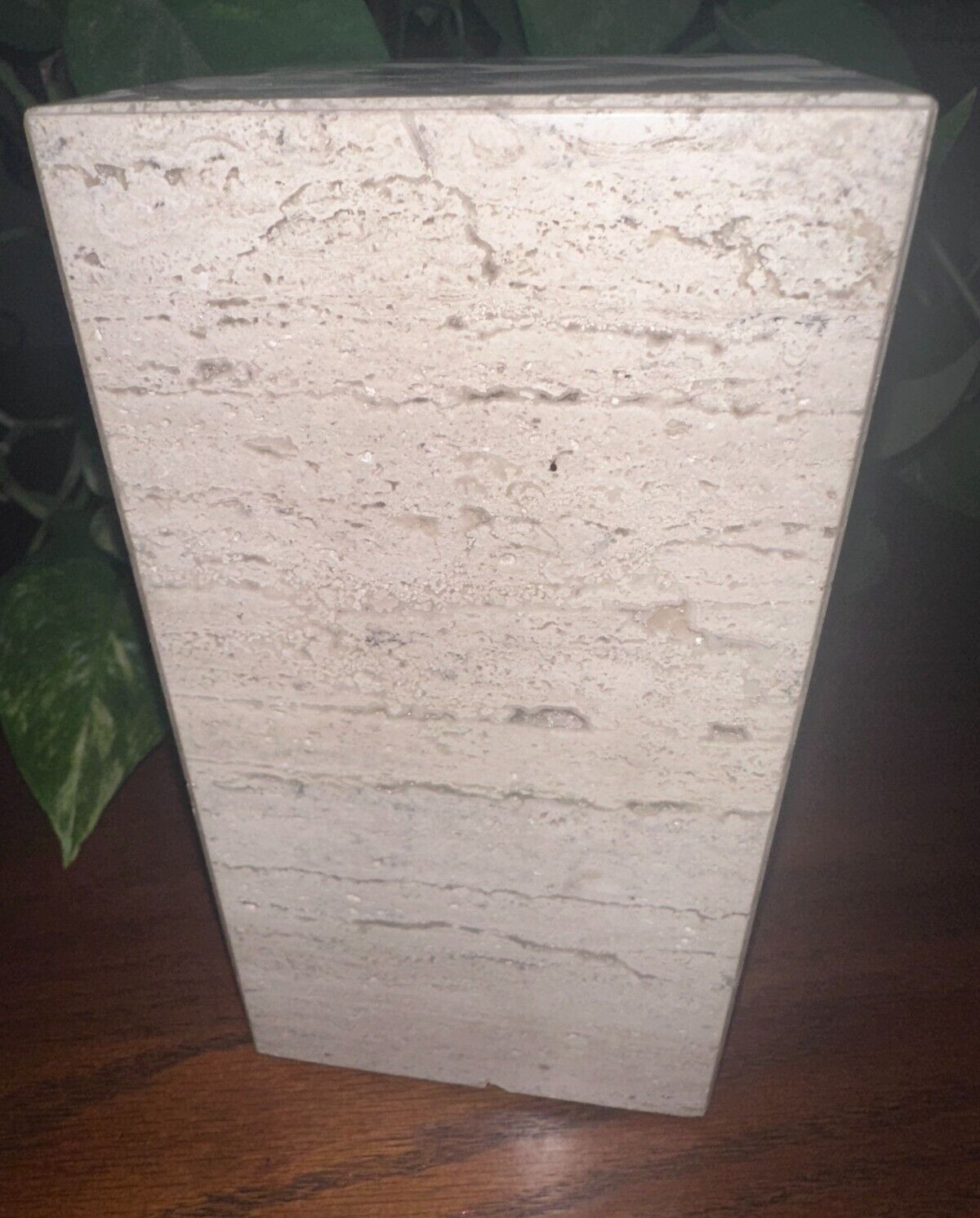 Natural light travertine marble rectangle pet urn memorial dog cremains handmade